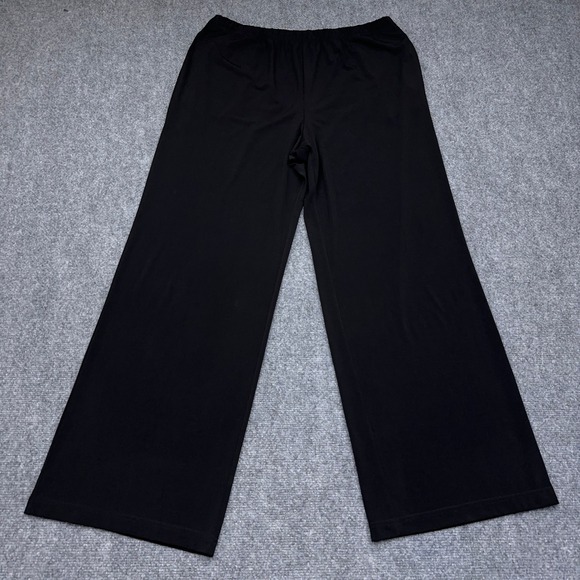 IC COLLECTION Pants - IC Collection Wide Leg Pant Women's XL Black High Rise Pull-On Drapey Luxury USA